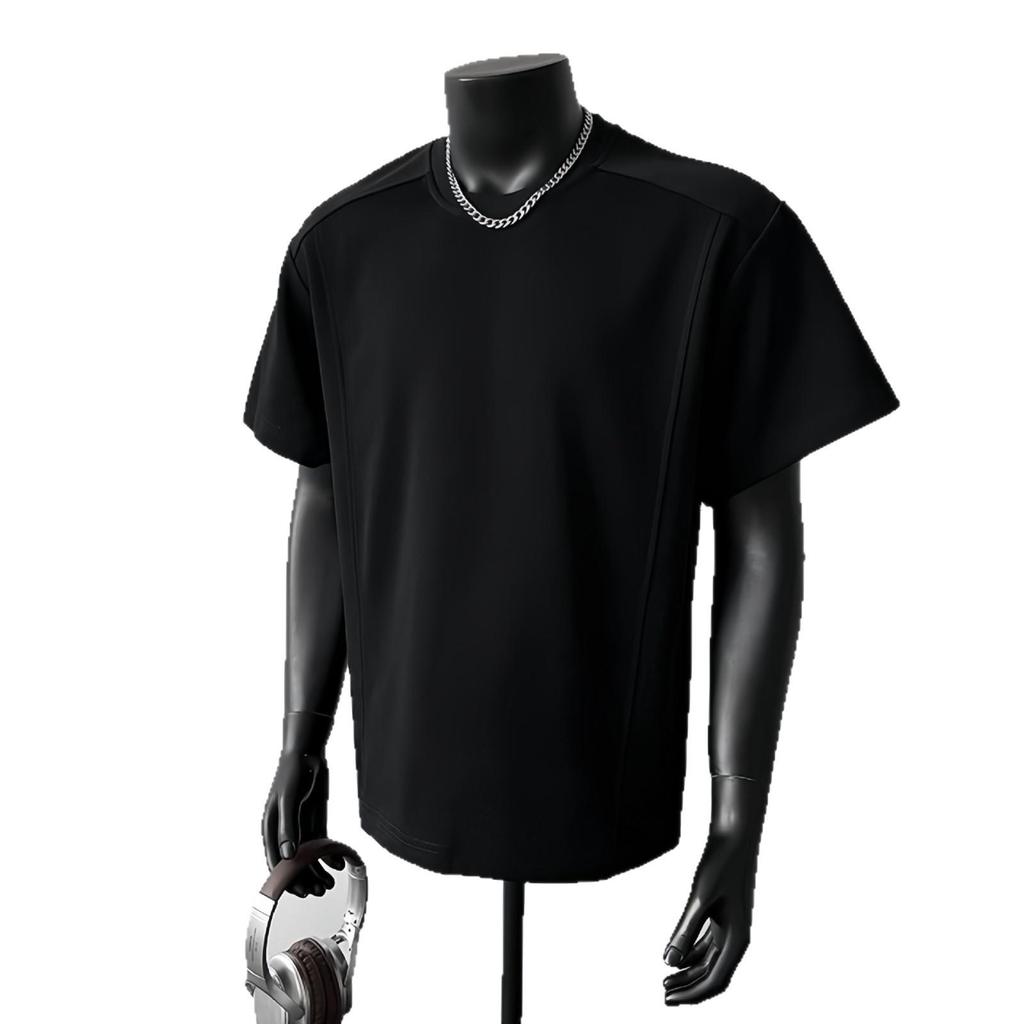 2026 Summer Men's Trendy Japanese Retro Patchwork Heavyweight Loose Casual T-Shirt