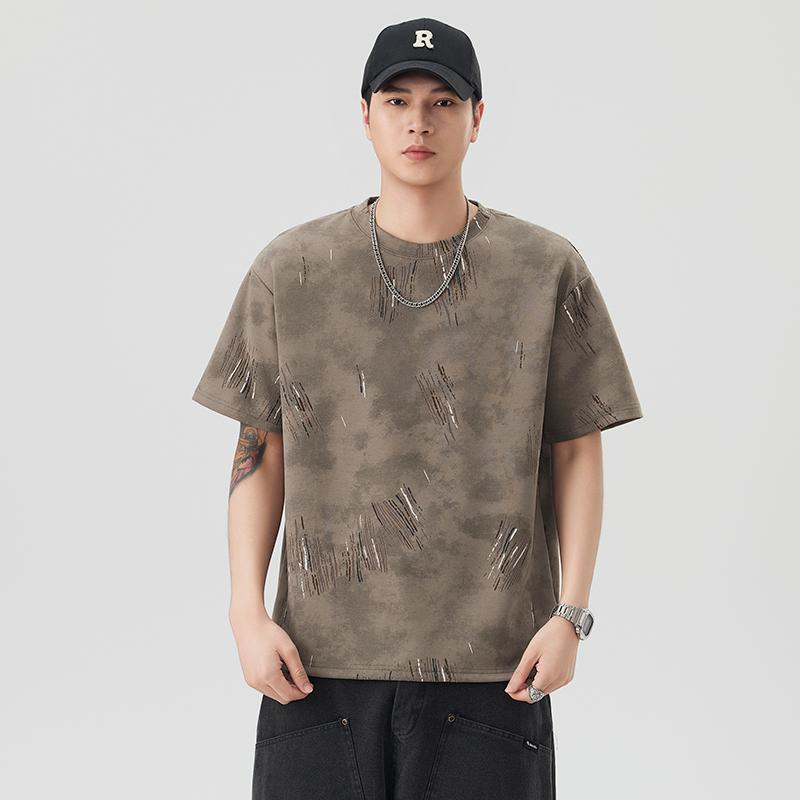 Ice-feel Cotton Short-sleeved T-shirt Men s Loose And Caring Summer Thin 2XL серый