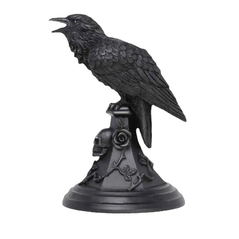 A58Z 2X Halloween Gothic Crow Bat Candlestick Desk Ornaments Resin Candle Holder Animal Statue Figurines