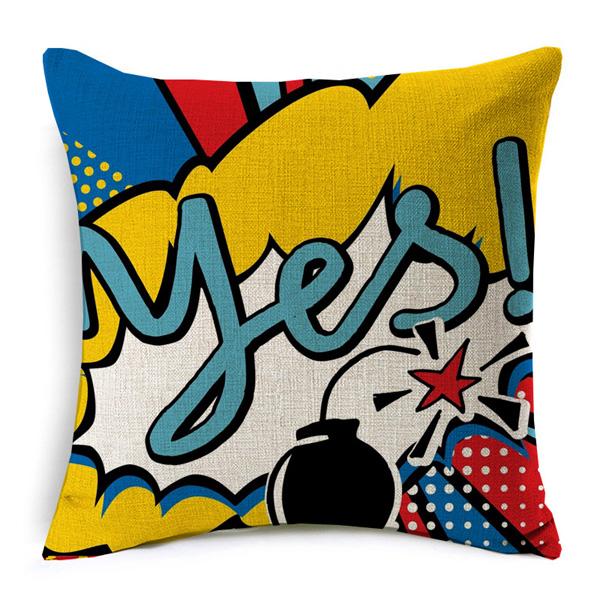 Cotton Linen Throw Pillow Cover American Pop Art Cushion Cover Pow Bang Wow Love Pineapple Modern Decorative Sofa Cushion Covers