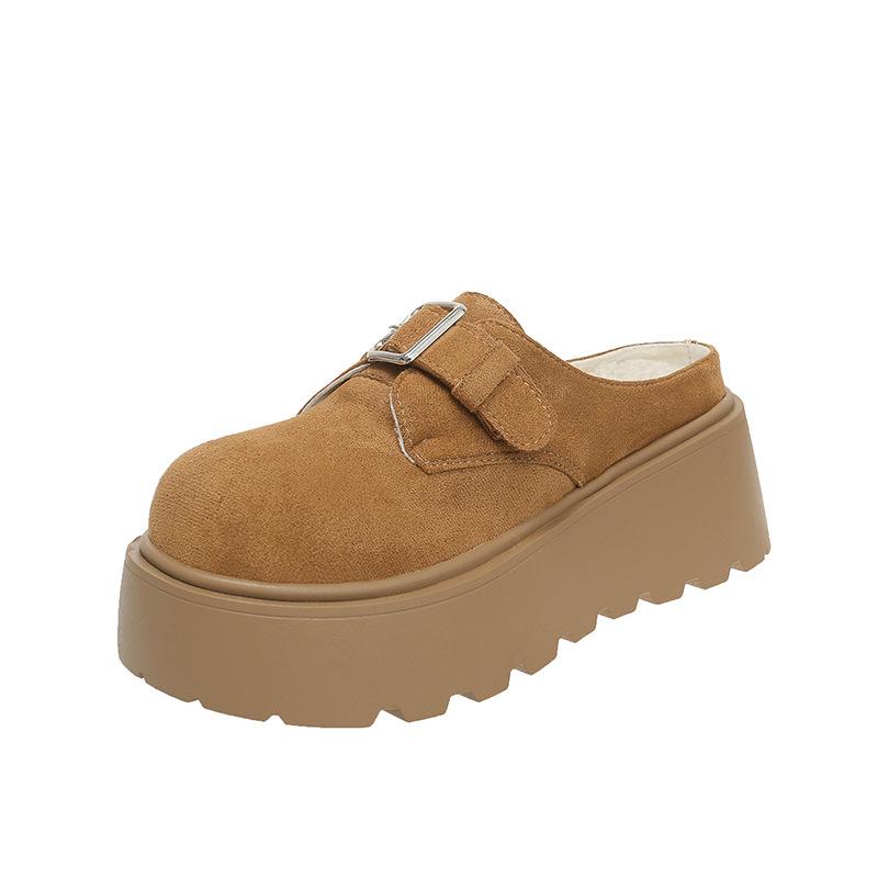 Thick-bottomed bag head half slippers, women wear a pedal to increase the height, summer and autumn new models with skirts, cool slippers