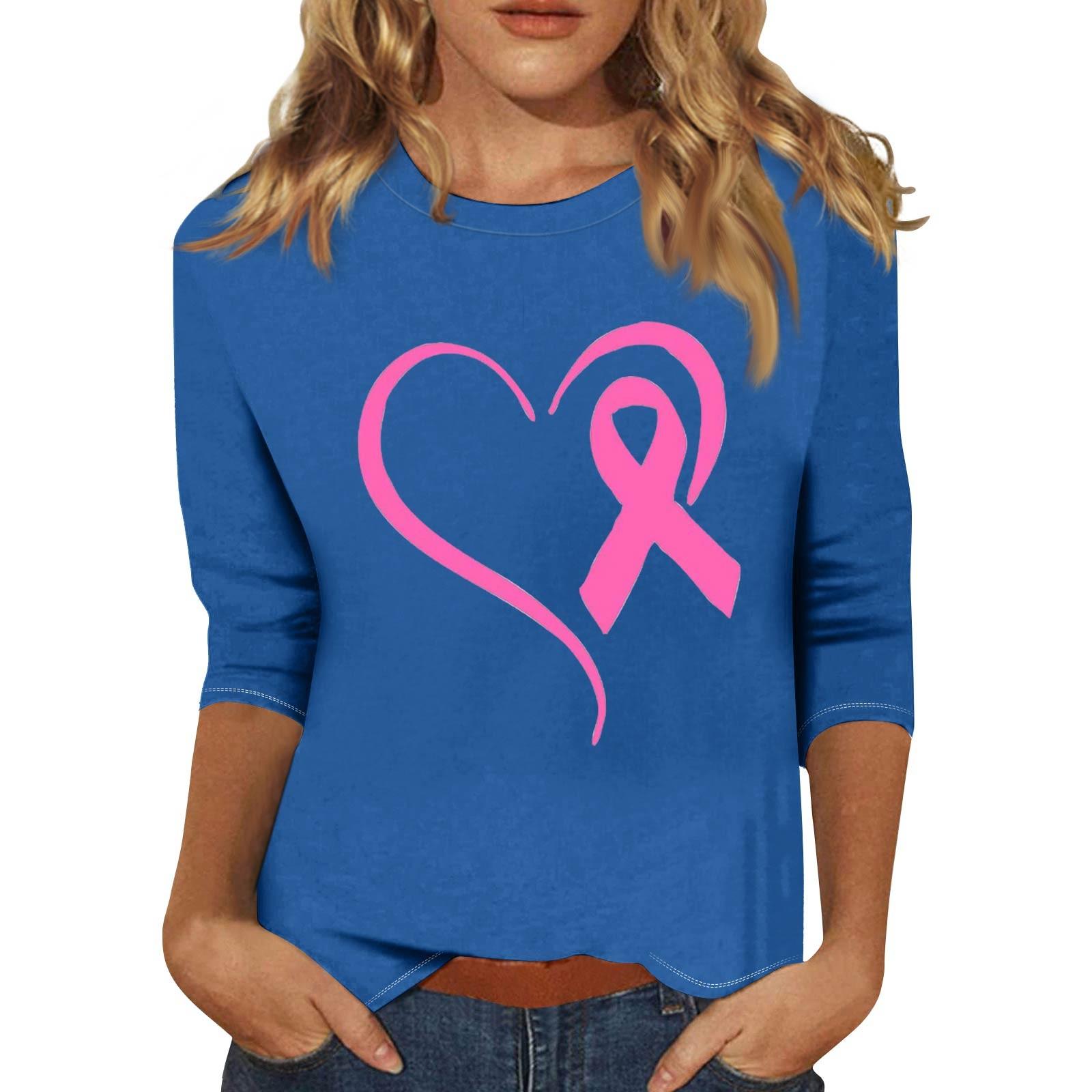 

Женская модная и повседневная футболка с круглым вырезом и рукавом семь четвертей M синий