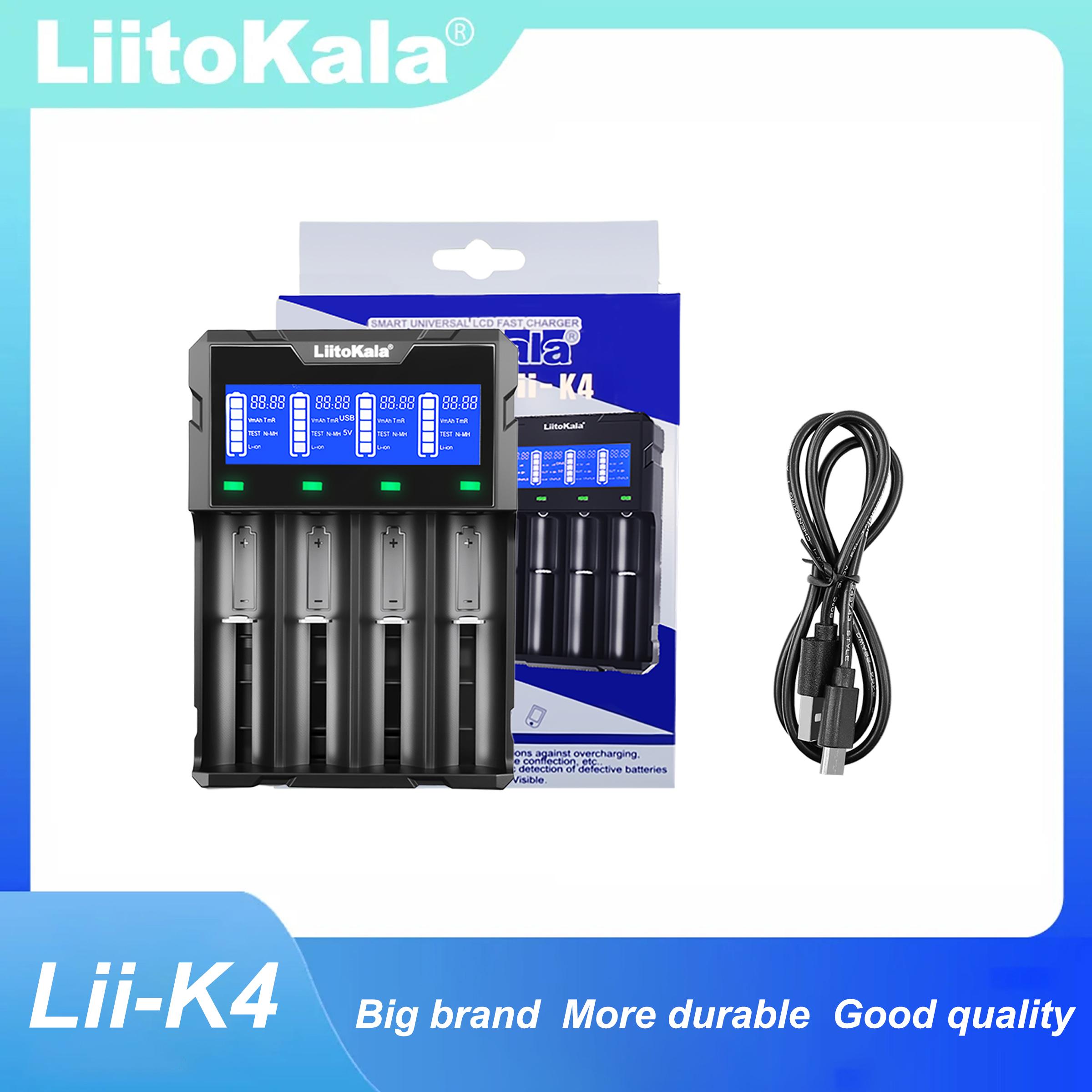 Liitokala Lii-K4 4-Slot Lithium Battery Charger Compatible with 18650 26650 21700 Models Rechargeable Battery Charger Lii-K4
