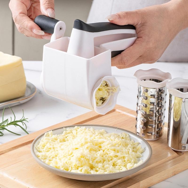 Rotary Cheese Grater Handheld Design with Comfortable Handle Grip for Easily Grating of Cheese and More