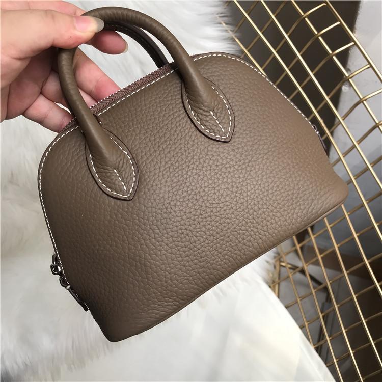 Borsa a tracolla singola in pelle bovina di prima qualità con motivo a litchi, mini borsa piccola portatile da donna