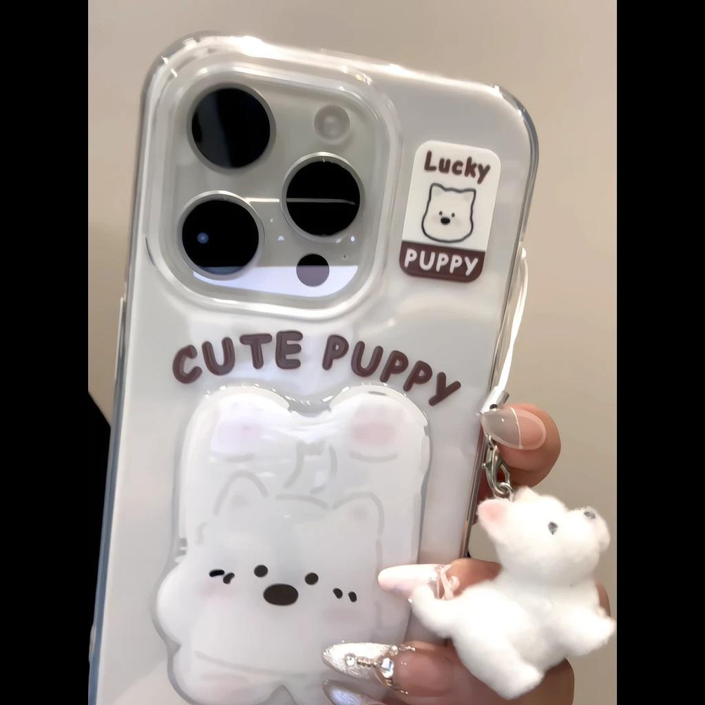 Cute three-dimensional West Highland patch for iPhone Apple 17pro mobile phone case 16 pendant 15IMD14 hard 13
