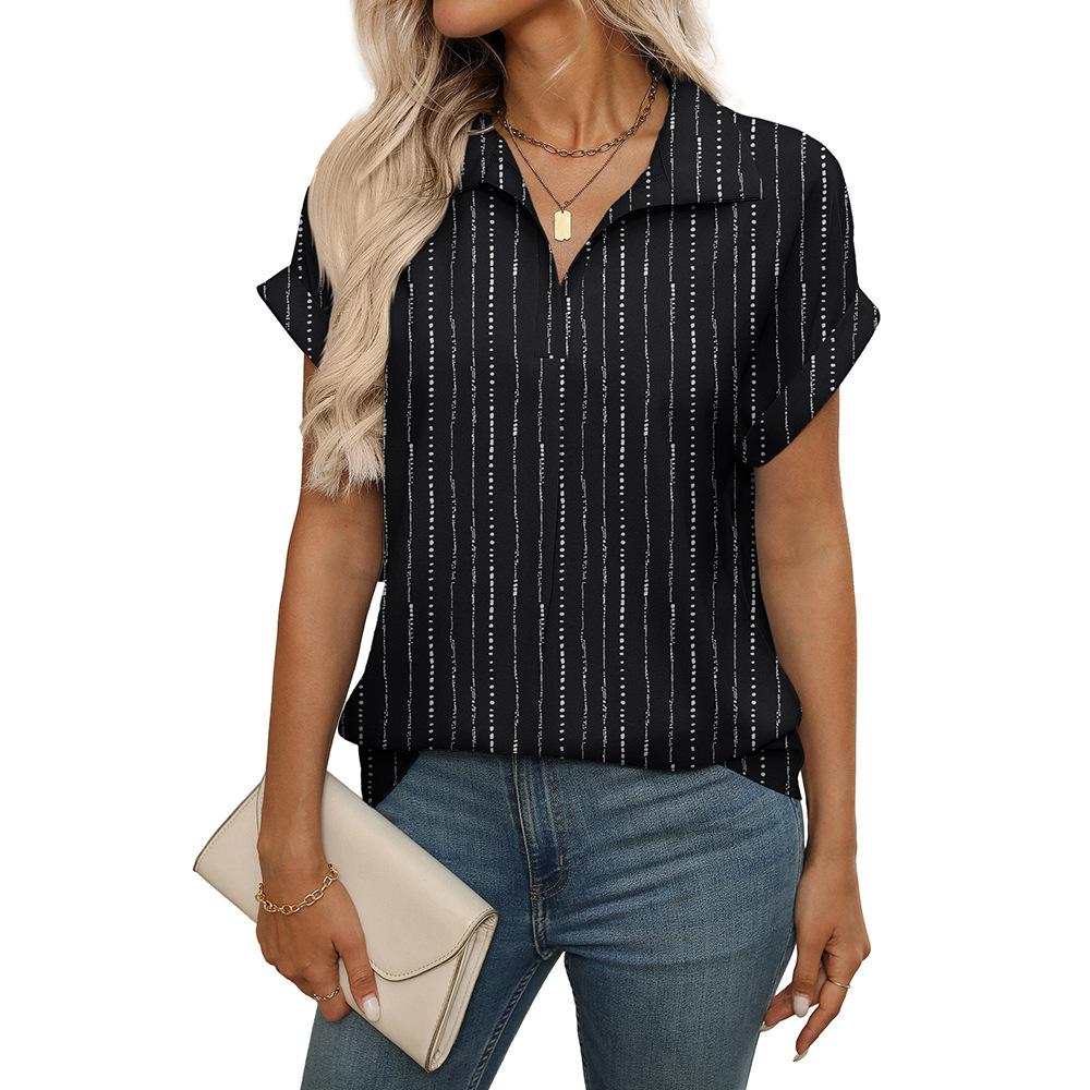 Sommer Damen Locker Schulter Kurzärmlig Lässig Floral Pullover Shirt