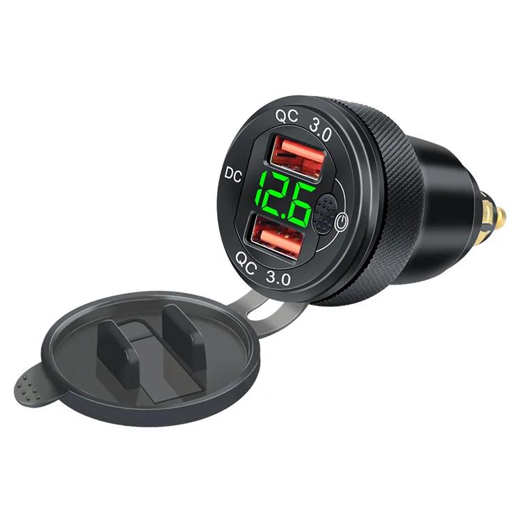 

Двойной QC 3.0 USB зарядное гнездо адаптер питания прикуривателя для BMW F900XR R1200GS R1250GS R1200RT Tiger 800 900 Yamaha зелёный