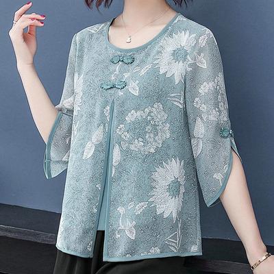 Šifónové blúzky s polovičným rukávom Košele s výstrihom do O Ženy Jar Leto Štýl Šifónové Blusas Dámske Topy na voľný čas Plus veľkosť L-5XL