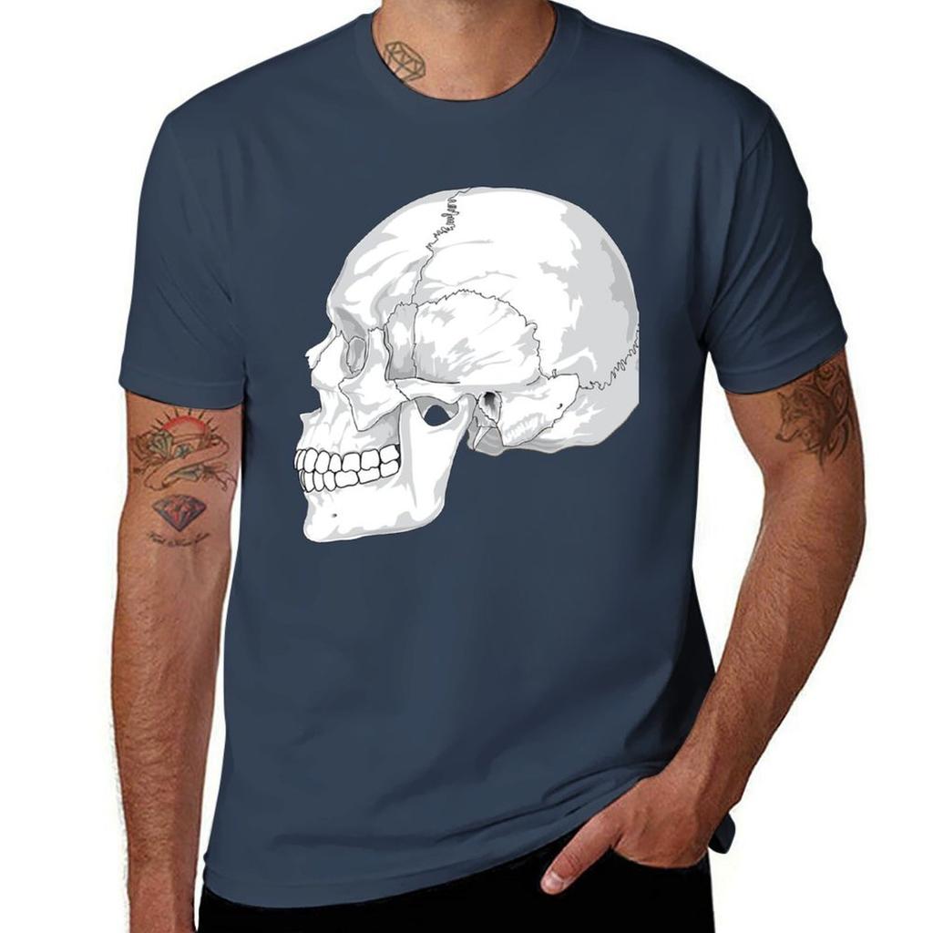 White Skull Gothic TShirt Work Comfort TShirt for Men