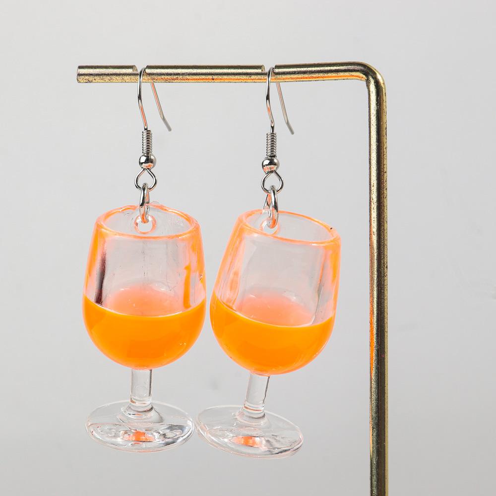 

New Large Red Wine Glasses Acrylic Dangle Earring for Women Resin 3D Drink Cup Bottle Drop Earring Funny Creative Jewelry Gifts оранжевый
