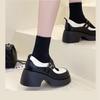 Korean Version Thick Heel Thick Heel Elevated Increase Womens Shoes 2024 New All-match Mary Jane Small Leather Shoes Summertime