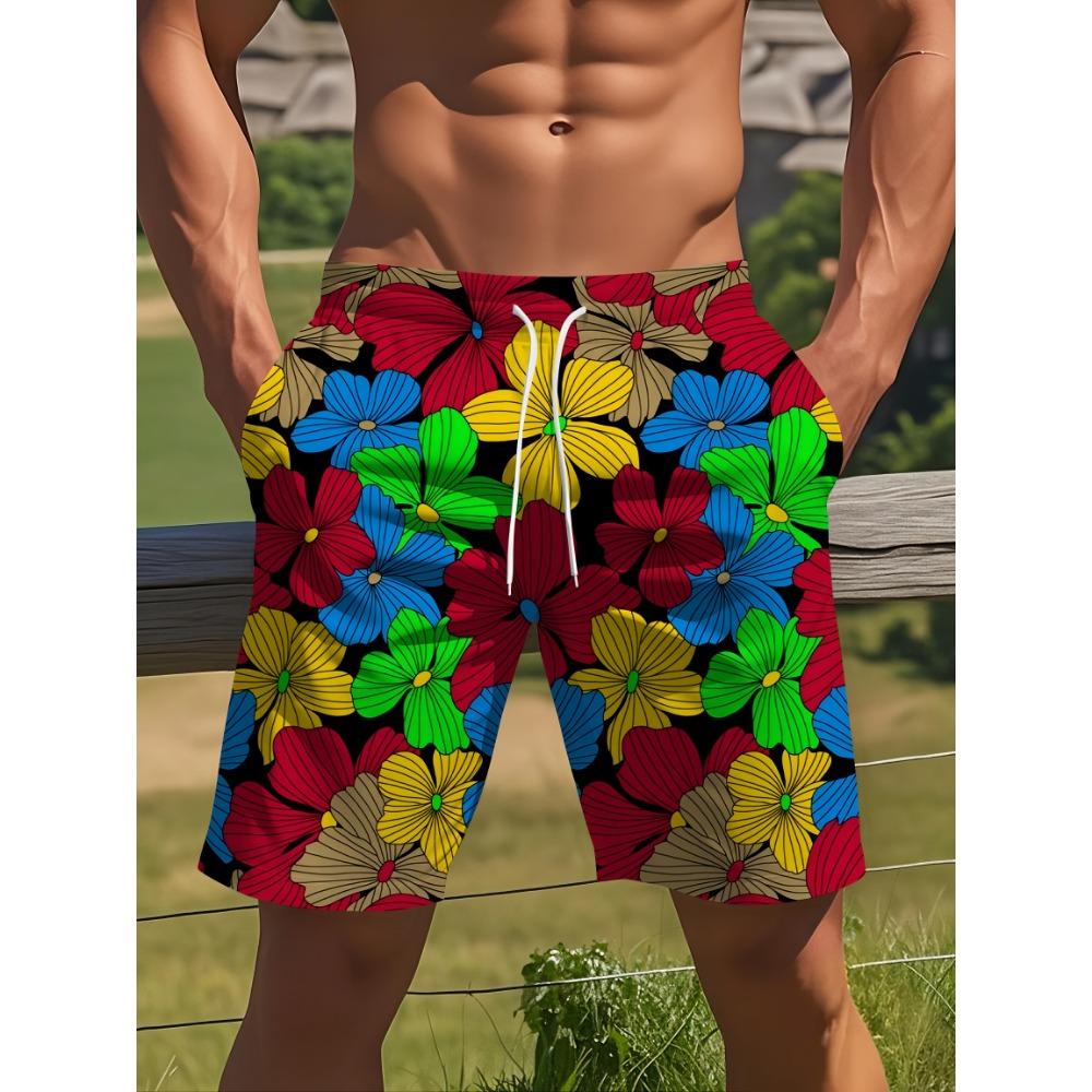 3D Printed Vibrant Street Shorts Abstract Design Tropical Plant Pattern Suitable for Party Casual Beach Shorts Party Shorts