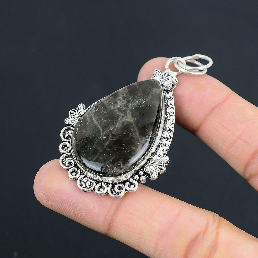Sisters Day Sale Spider Web Jasper Gemstone Pendant Jewelry 925 Sterling Silver