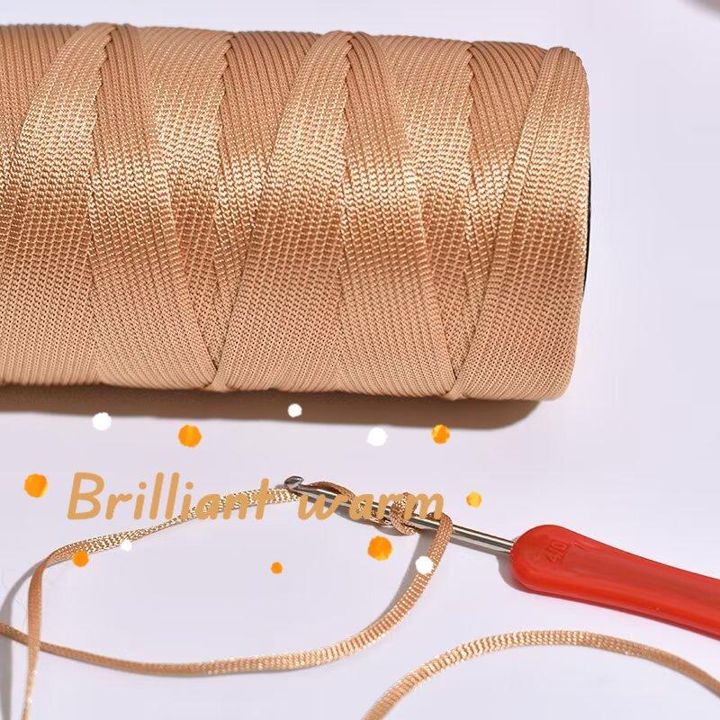 250g/roll Ice Silk Cotton Linen Flat Belt Thread Spring Summer Handmade Weaving Thread DIY Knitting Bag Shoe Knitting Thread