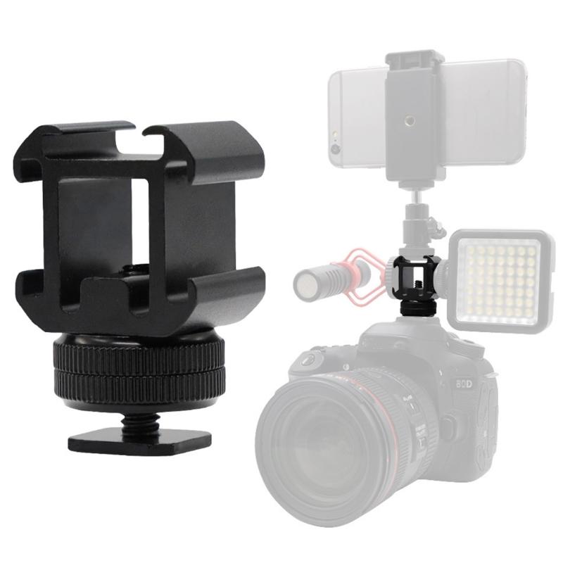 Camera Hot Shoe Mount Adapter Video Triple Cold Shoe Bracket Light for LED Monitor Microphone Studio Flash Video