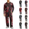 Men's Halloween Pajama Set Long Sleeve Long Pants with Crotch Buttons and Elastic Drawstring Waist