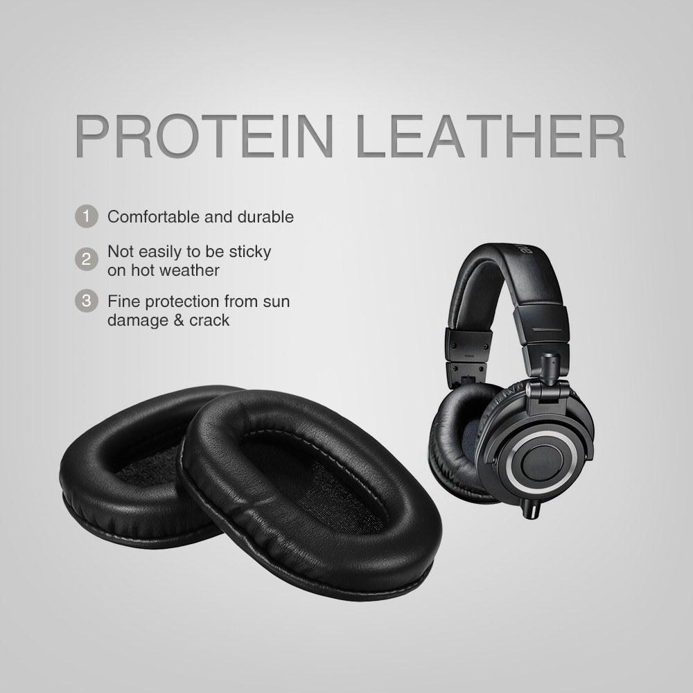 Náhradní náušníky z proteinové kůže s paměťovou pěnou pro sluchátka Audio-technica ATH-M40x M50 M50S M20 M30 M40 ATH-SX1