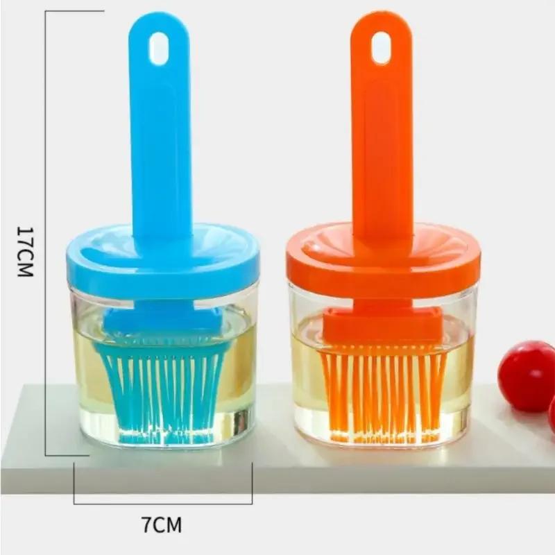 Integrated Brush Cover Design Cooking BBQ Heat Resistant Oil Brushes Kitchen Bar Cake Baking Silicone Bottle Brush Accessories