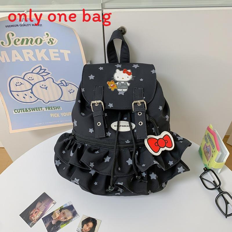 Hello Kitty Bookbag For Girls Large Nylon Fashion Backpack With Drawstring Closure