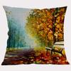 Autumn Tree Landscape Decoration Cushion Cover Cotton Linen 3D Oil Painting Scenery Sofa Decorative Throw Pillow Case Cojines