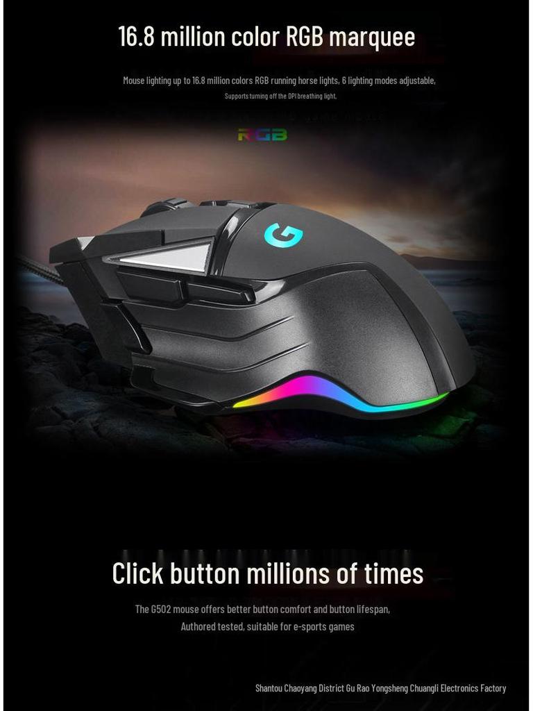 G502 Bekabelde Gamingmuis met RGB-verlichting - USB Macro Programmering