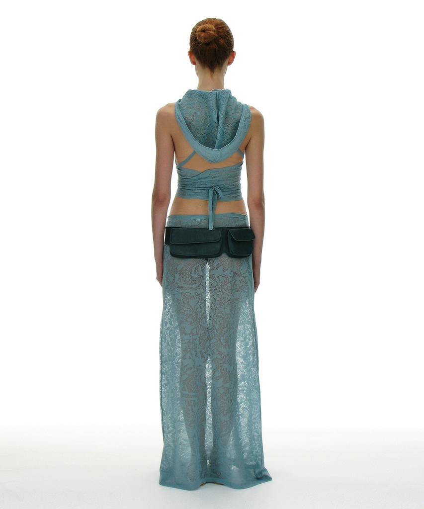 Partimento Woman Crochet Knit Maxi Skirt_Sky