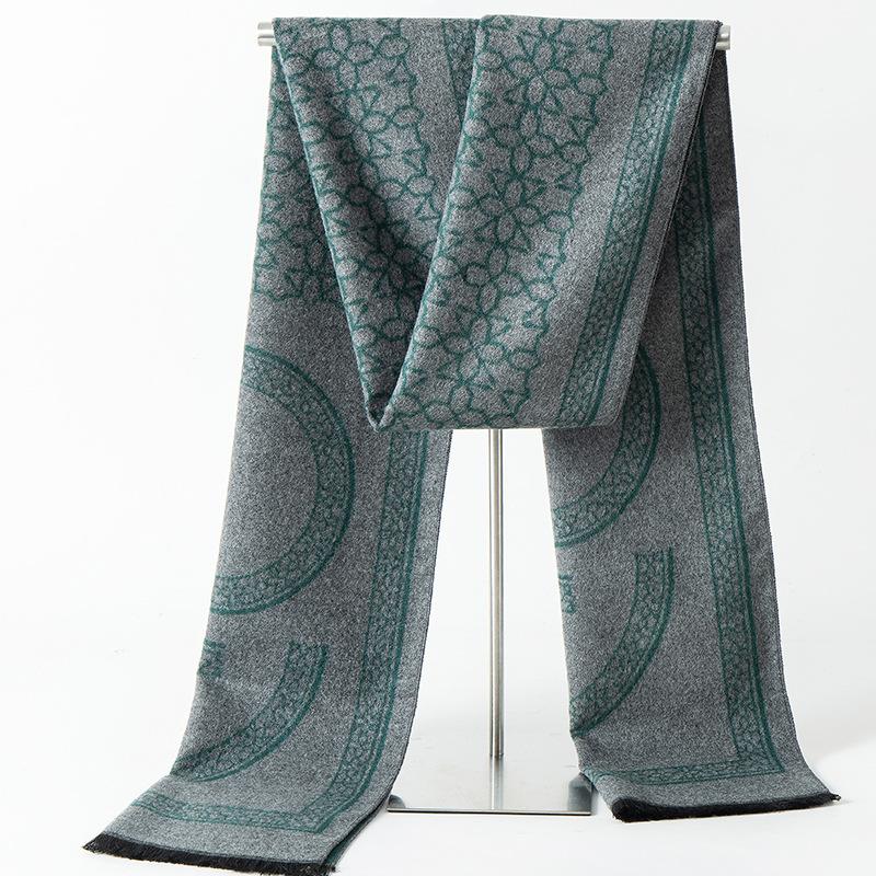 2025 Autumn/Winter New Men'S Cashmere Scarf Thickened, Stylish, European And American Men'S Classic Stripe