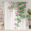 Pink Rose Printed Curtains Pole Bag Christmas Decorations Home Room Set Of 2 Made Polyester