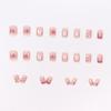 Clear Pink Cat Plaid Wearable Nail Stickers - French Strawberry Milk Theme, 24 Pieces