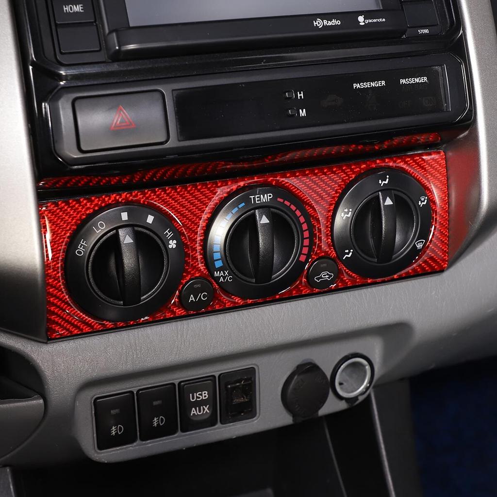 Red Carbon Air Conditioner Switch Panel Trim Cover For Toyota Tacoma 2006-2015