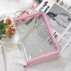 A5 Transparent Pvc Flash Powder Zipper File Package Solid Color Simple Plastic Student Data Storage Bags Hand Ledger Stationery