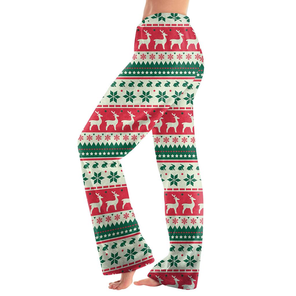 Women  Winter Plaid Pants Full Length Long Trousers Sports Pants