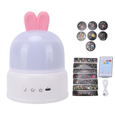 Kids Night Light Projector with Rotating Films Rechargeable LED Cute Rabbit Projector Lamp for Girls Boys Room Decor