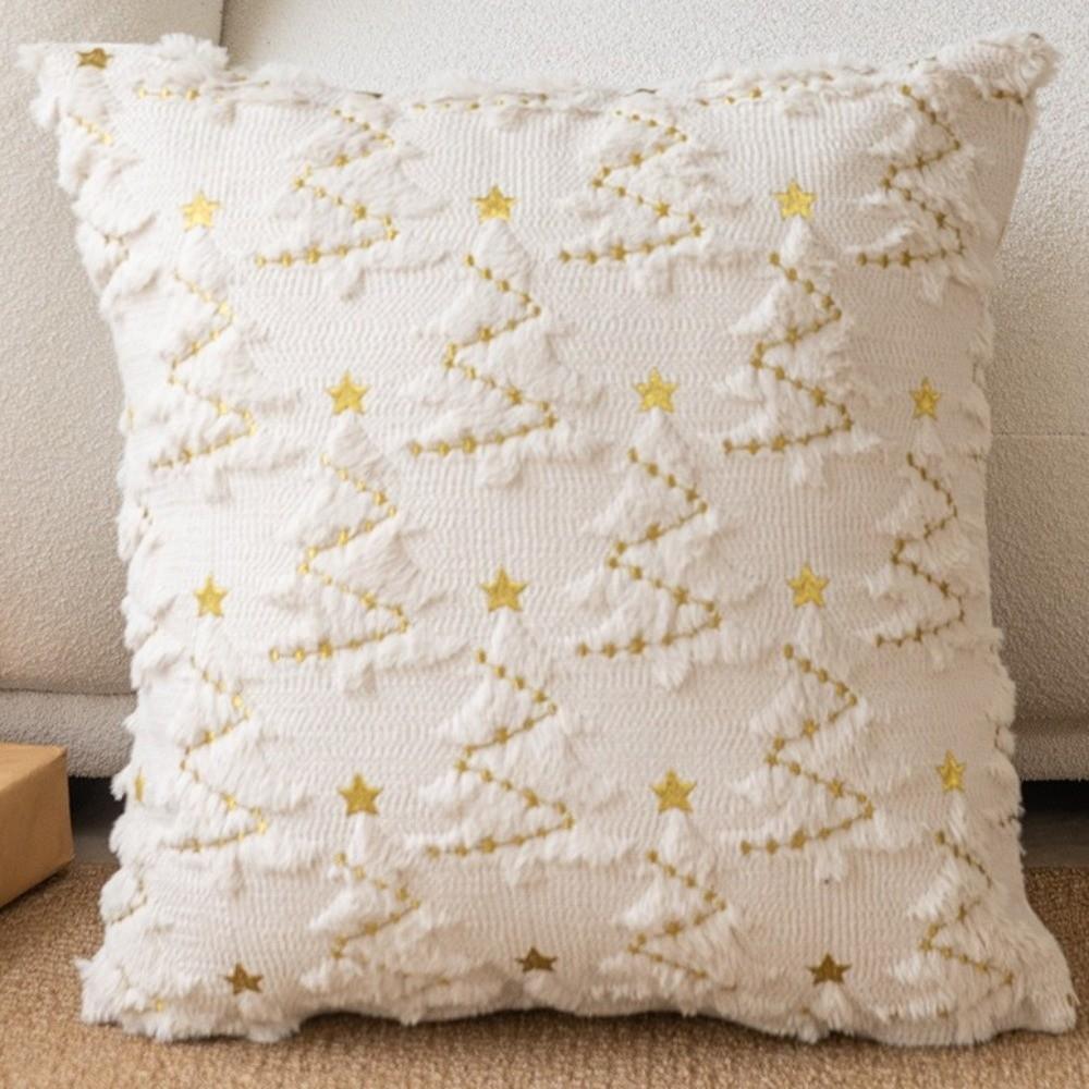 New 45×45cm Christmas Throw Pillow Cover 3D Reindeer Christmas Tree Pillowcase Soft Removable Pillow Cover Home Decoration