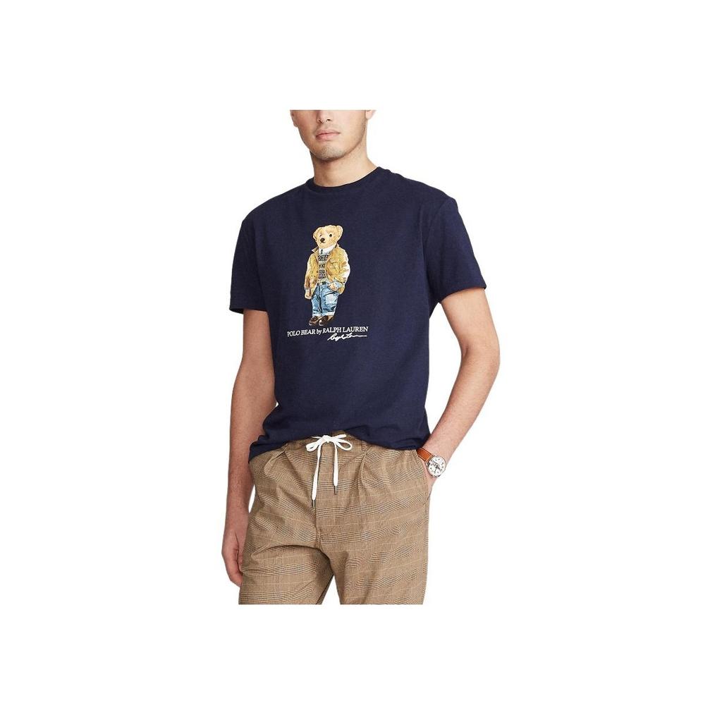 Polo Ralph Lauren Polo Bear Bokstavlogo Trykk Slim Fit Rund Hals T-skjorte Menn T-skjorter Marineblå MNPOTSH1N820803-410