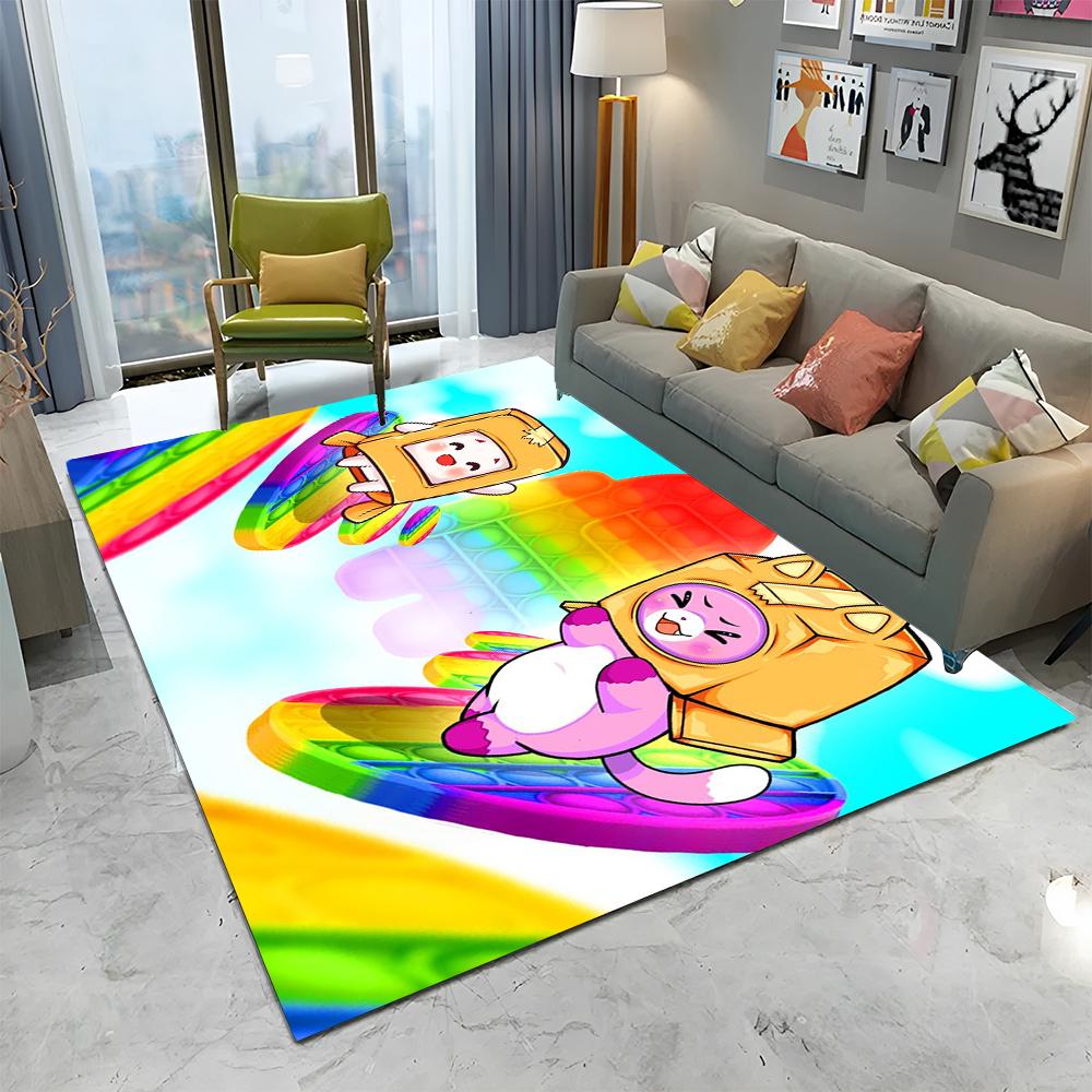 Happy Foxy Boxy and Rocky Lankybox Carpet Rug for Home Living Room Bedroom Sofa Doormat Decor,kids Area Rug Non-slip Floor Mat