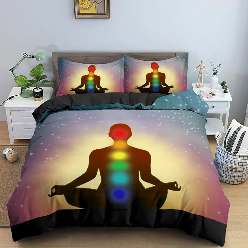 Family Buddha Bedding Set Mandala Quilt Cover Luxury Twin King Size Bed Sets Bohemian Bedclothes 2/3pcs With Pillowcase
