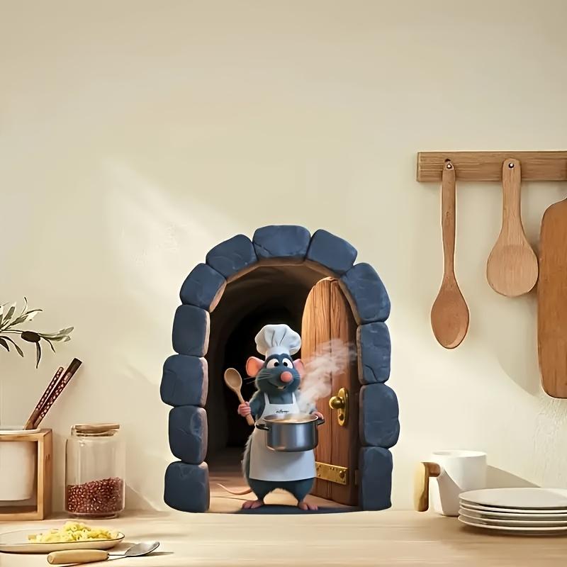 1 Stück Süßer Kleiner Mäuse Aufkleber Küchenchef Wanddekoration Wohnzimmer Schlafzimmer Küchenwandaufkleber Heimdekorationszubehör