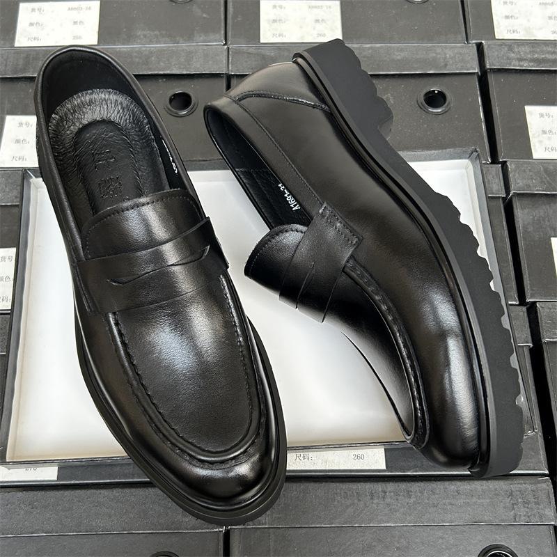 Loafers Men'S Leather Breathable Dress Business Casual Commuter Shoes Lazy Foot Pedal Men'S Leather Shoes Men'S