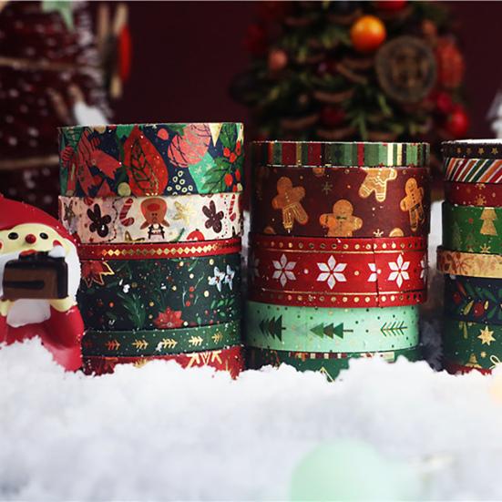 1 Schachtel Weihnachtswashi-Tape Transparentes Muster Gedruckt Reichhaltiges Element Nicht verblassend