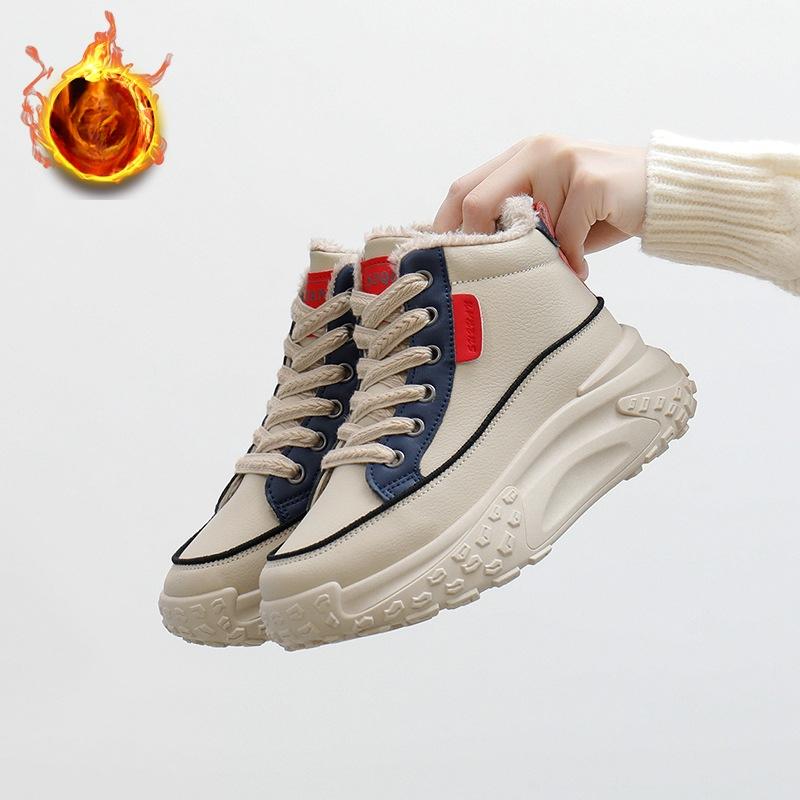 

Жіночі теплі зимові черевики на масивній платформі, зручні зимові ботильйони з штучної шкіри, на шнурівці, протиковзка підкладка зі штучного хутра, короткі черевики, взуття для жінок 40 синій