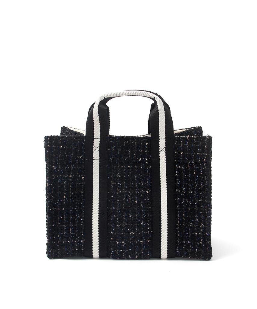Oror Book Tote Bag 003 Tweed Pearl Black