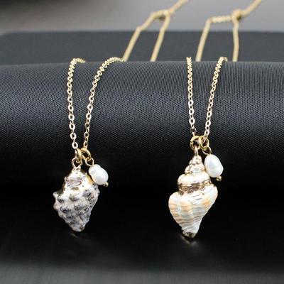 Collier Créatif en Coquillage: Pendentif Tendance Femme Plage Perle & Or Nacre
