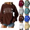 Damen Rundhals Bedruckte Oberteile Baumwolle Lässige Mode Langarm Pullover Top Bluse