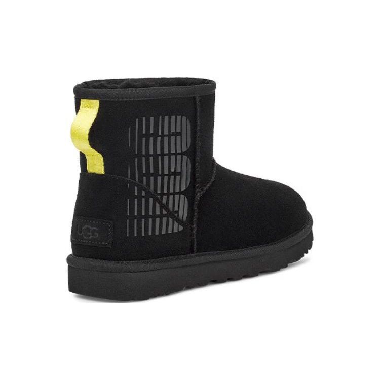 UGG Classic Mini Two-Layer Leather Warm Non-Slip Round Toe Short Snow Boots Women boots Black 1144057-BLK