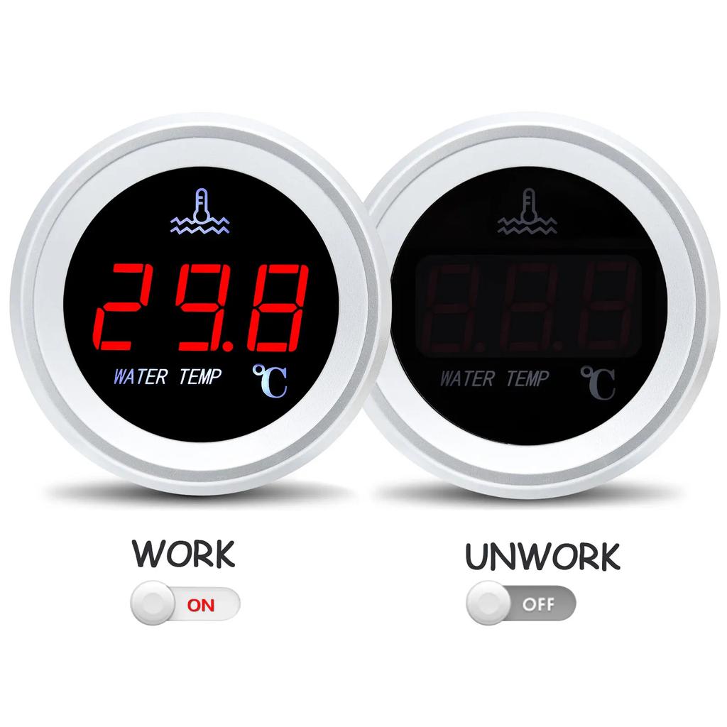 Digital 0-120℃ Water Temperature Gauge with Alarm Radiator Tempe Joint Pipe Sensor Hose Adapter 26-40mm for Gasoline Diesel Car