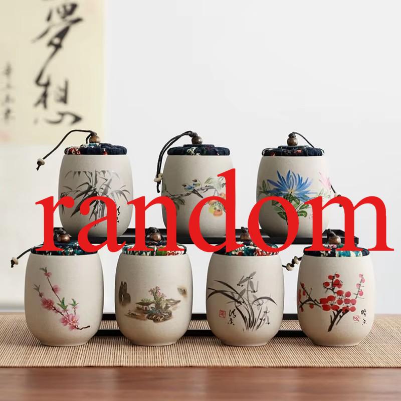 

1PC Small Ceramic Home Ganoderma Lucidum Tea Coffee Beans Biscuits Candy Sealed Cans Pill Powder Ceramic Storage Tank