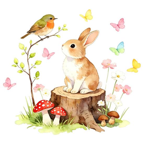 Bird Rabbit Design Window Sticker Electrostatic Adhesion Waterproof Glass Decal