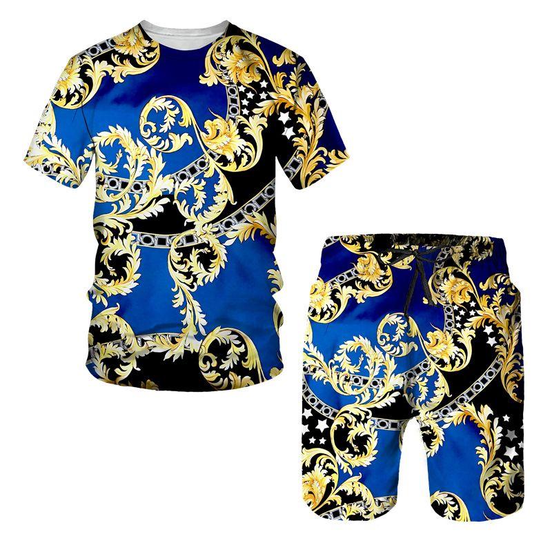 2025 Sommermode T-Shirt Set Tägliche Outdoor-Strandshorts Herren Kurzarm T-Shirt und Shorts Set Sommer 3D Gedruckt